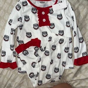 Georgia Red and White Bulldog Pajama Set 3T-4T